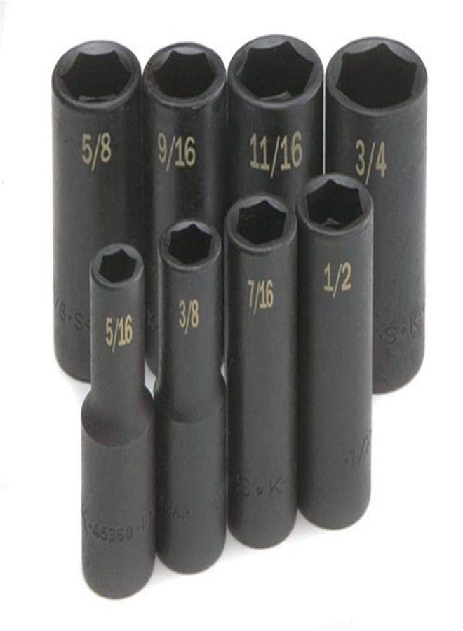 SK Tools USA 3/8" Drive, 8 Piece, 6 Point, Deep SAE Impact Socket Set, 5/16" to 3/4" | 4078 - Image 2