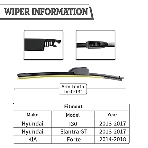 HODEE (Pack of 2) Rear Wiper Blade Replacement for Hyundai Elantra GT I30 2013-2017,Jaguar F-PACE 2017-2022,Alfa Romeo Stelvio,E-PACE 2018-2023,Forte 2014-2018 Hatchback,Back Windshield Window Accessories - Image 2