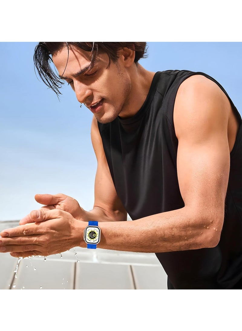 ICARLUS - Ocean Band Compatible with Apple Watch Ultra Band 41/40/38mm Men Women, Soft Silicone Sport Band Replacement Strap for Apple Watch Ultra2/Ultra iWatch Series 9 8 7 SE 6 5 4 3 2 1 Sapphire Blue - Image 1