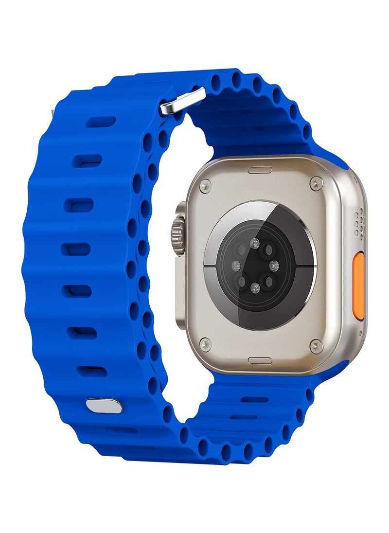 ICARLUS - Ocean Band Compatible with Apple Watch Ultra Band 41/40/38mm Men Women, Soft Silicone Sport Band Replacement Strap for Apple Watch Ultra2/Ultra iWatch Series 9 8 7 SE 6 5 4 3 2 1 Sapphire Blue - Image 1