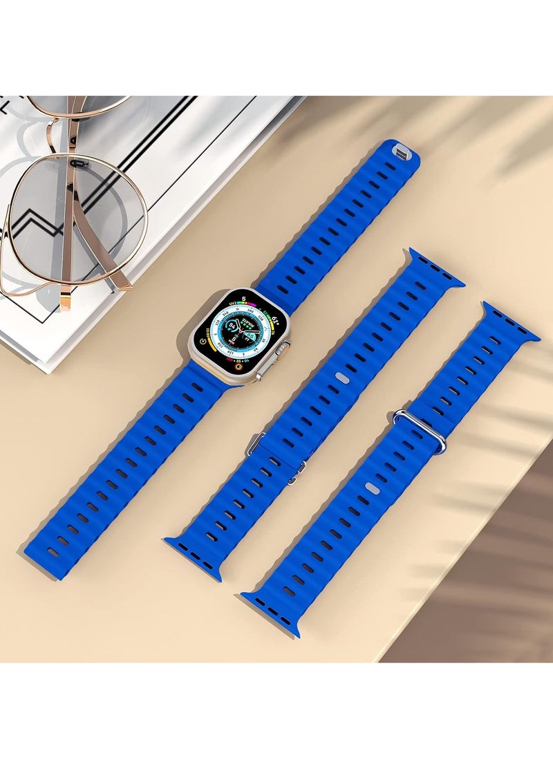 ICARLUS - Ocean Band Compatible with Apple Watch Ultra Band 41/40/38mm Men Women, Soft Silicone Sport Band Replacement Strap for Apple Watch Ultra2/Ultra iWatch Series 9 8 7 SE 6 5 4 3 2 1 Sapphire Blue - Image 1