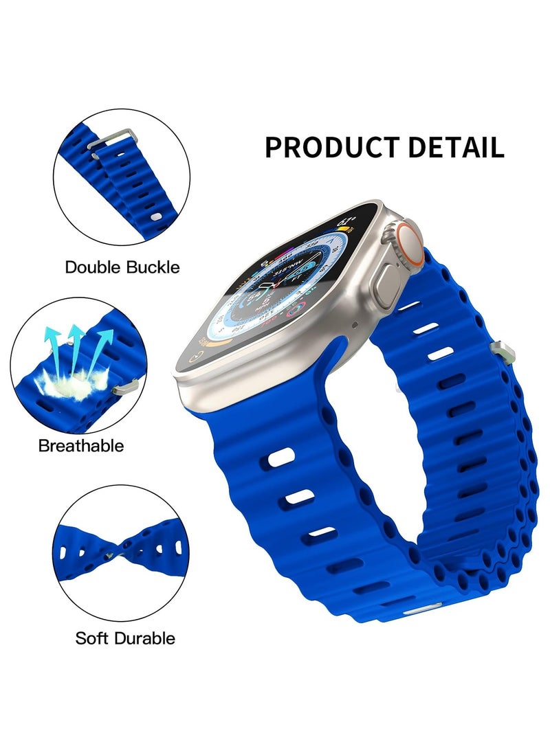 ICARLUS - Ocean Band Compatible with Apple Watch Ultra Band 41/40/38mm Men Women, Soft Silicone Sport Band Replacement Strap for Apple Watch Ultra2/Ultra iWatch Series 9 8 7 SE 6 5 4 3 2 1 Sapphire Blue - Image 1
