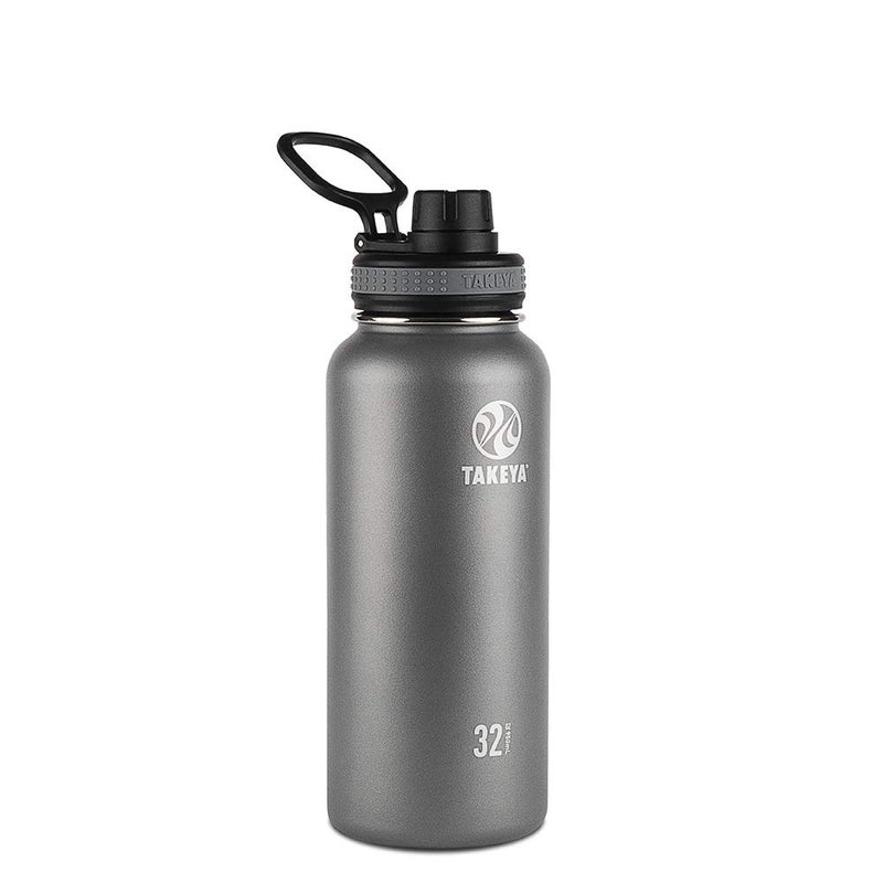 Takeya Originals 32 oz Vacuum Insulated Stainless Steel Water Bottle with Spout Lid Graphite