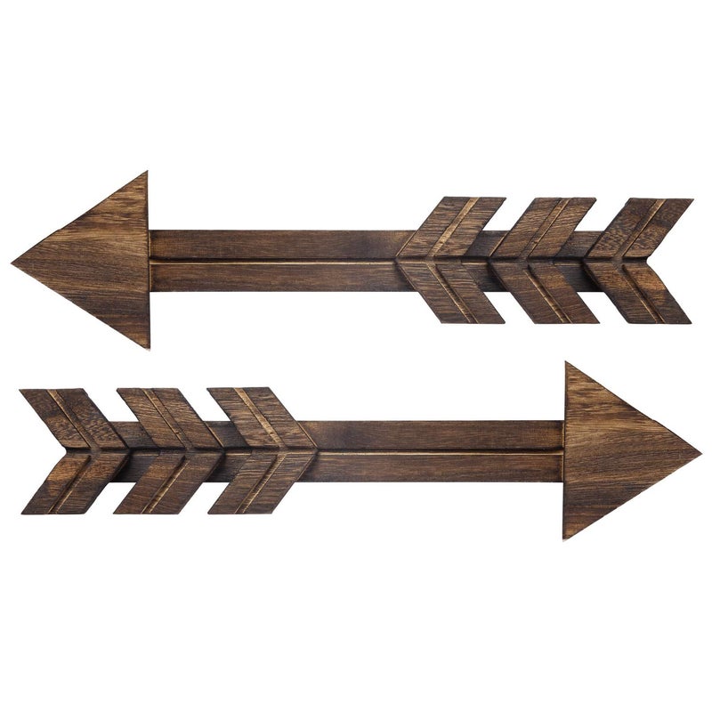 Dahey Rustic Wooden Arrow Wall Decor Farmhouse  15"" Wood Arrows Sign Wall Hanging Art Christmas Decoration For Home Or Wedding  Set Of 2 - Image 1