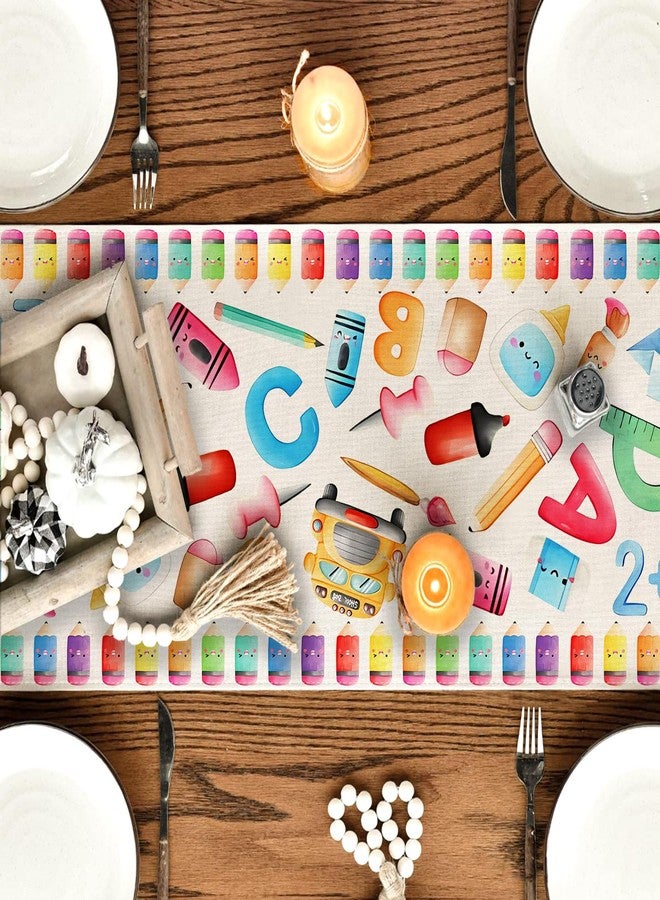 Yarcooly Back to School Decorations First Day of School Table Runner Welcome Back to School Table Runner School Bus Welcome Back to School Apple Decorations for School Classroom - Image 4
