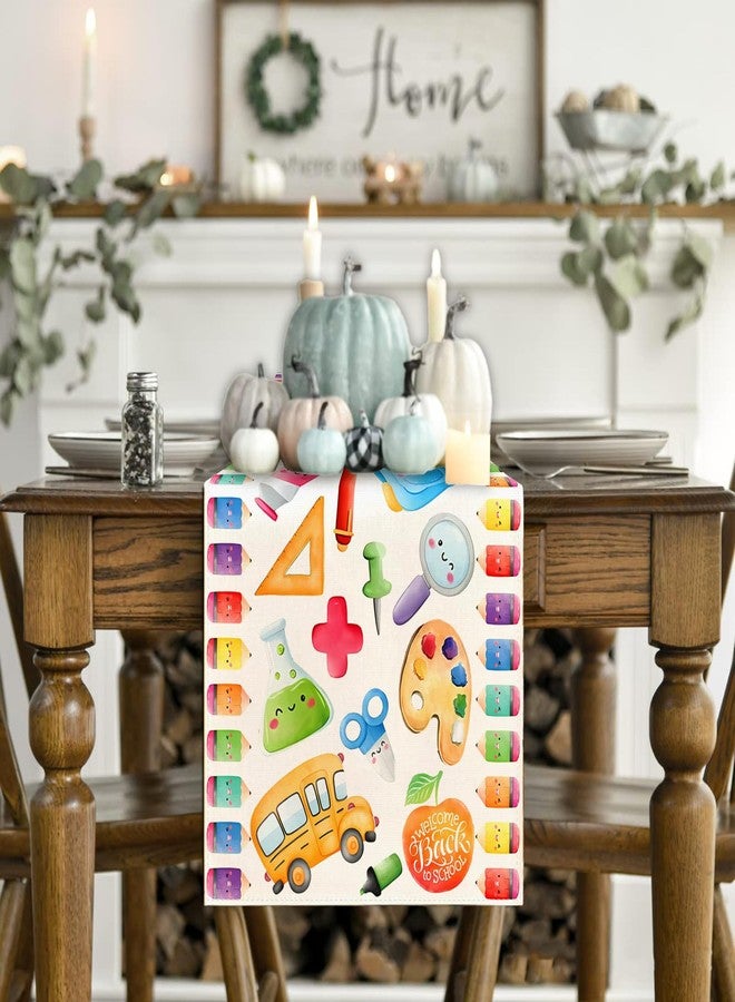 Yarcooly Back to School Decorations First Day of School Table Runner Welcome Back to School Table Runner School Bus Welcome Back to School Apple Decorations for School Classroom - Image 3