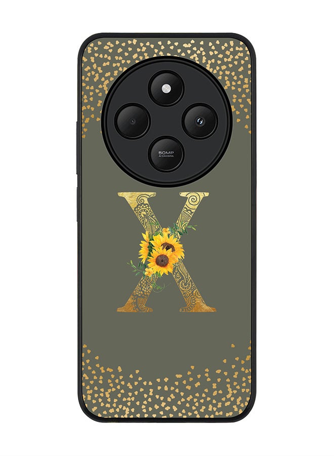 Stylizedd For Xiaomi Redmi 14C / 14R Case,Slim fit Camera Protection, Shockproof Thin Phone cover - Custom Floral Monogram - X (Olive Green ) - Image 1