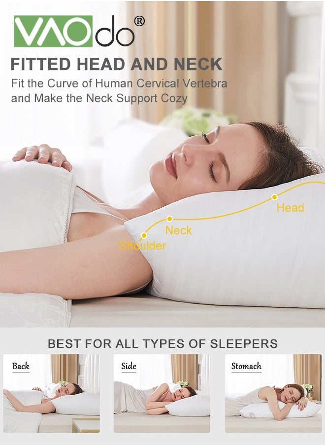 VAOdo - 2 Pack  Hotel Collection  Bed Pillows  for Sleeping  Queen Size Pillows  for Side and Back Sleepers Super Soft Down Alternative Microfiber Filled Pillows  48*74CM - Image 1
