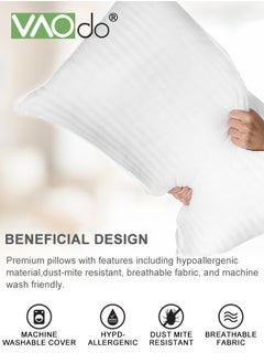 VAOdo 2 Pack  Hotel Collection  Bed Pillows  for Sleeping  Queen Size Pillows  for Side and Back Sleepers Super Soft Down Alternative Microfiber Filled Pillows  48*74CM  - Image 5