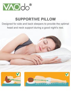 VAOdo 2 Pack  Hotel Collection  Bed Pillows  for Sleeping  Queen Size Pillows  for Side and Back Sleepers Super Soft Down Alternative Microfiber Filled Pillows  48*74CM  - Image 2