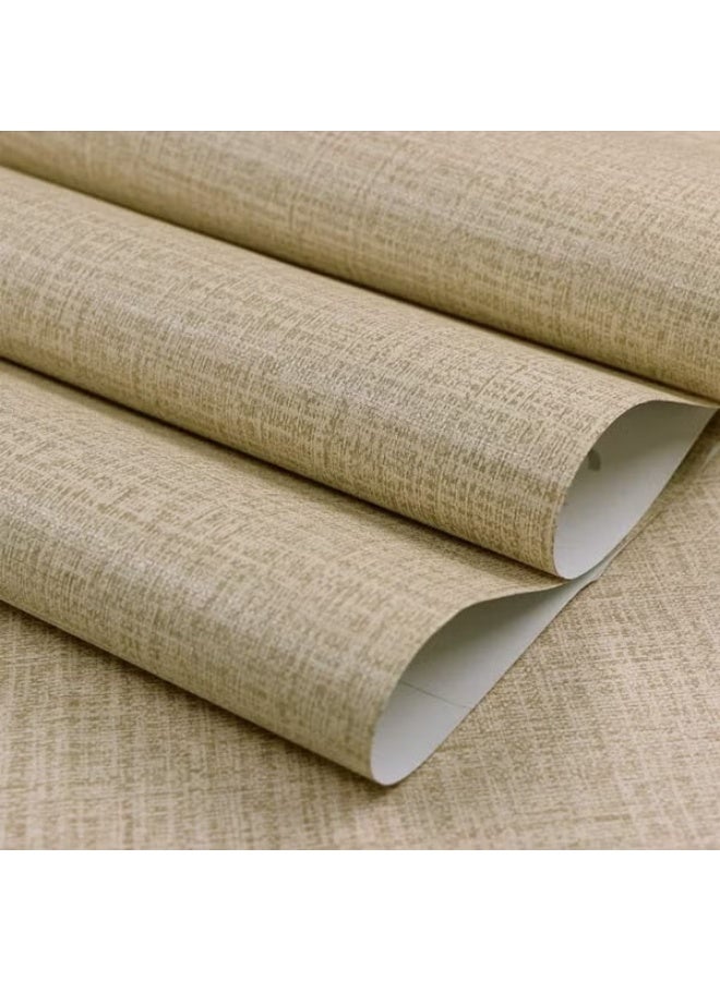 Linen Wallaper, PVC Self-Adhesive Removable Peel and Stick DIY Wallpaper, Flaxen Grasscloth Vinyl Film Wall Stickers, Solid Color Decorate Furniture (60cm*300cm) - Image 2