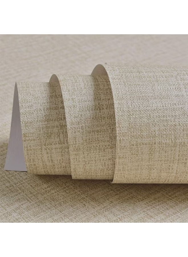 Linen Wallaper, PVC Self-Adhesive Removable Peel and Stick DIY Wallpaper, Flaxen Grasscloth Vinyl Film Wall Stickers, Solid Color Decorate Furniture (60cm*300cm) - Image 1