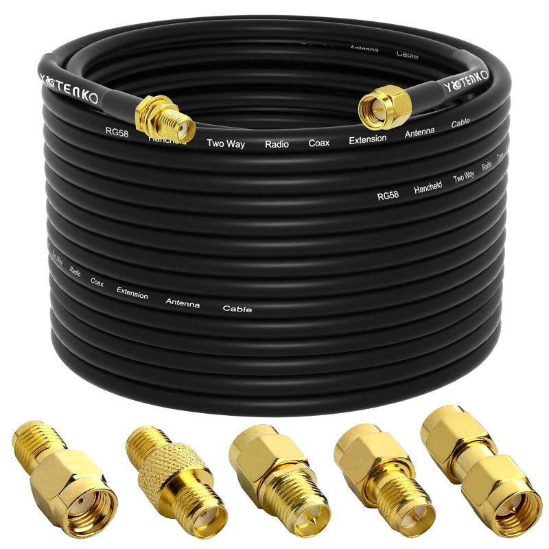YOTENKO SMA Antenna Extension Cable 656FT 5PCS SMA RF Coax Connector KitSMA Male to SMA Female RG58 Coaxial Cable LowLoss for 3G 4G LTE Router ADSB SDR USB Dongle Receiver Wire Not for TV