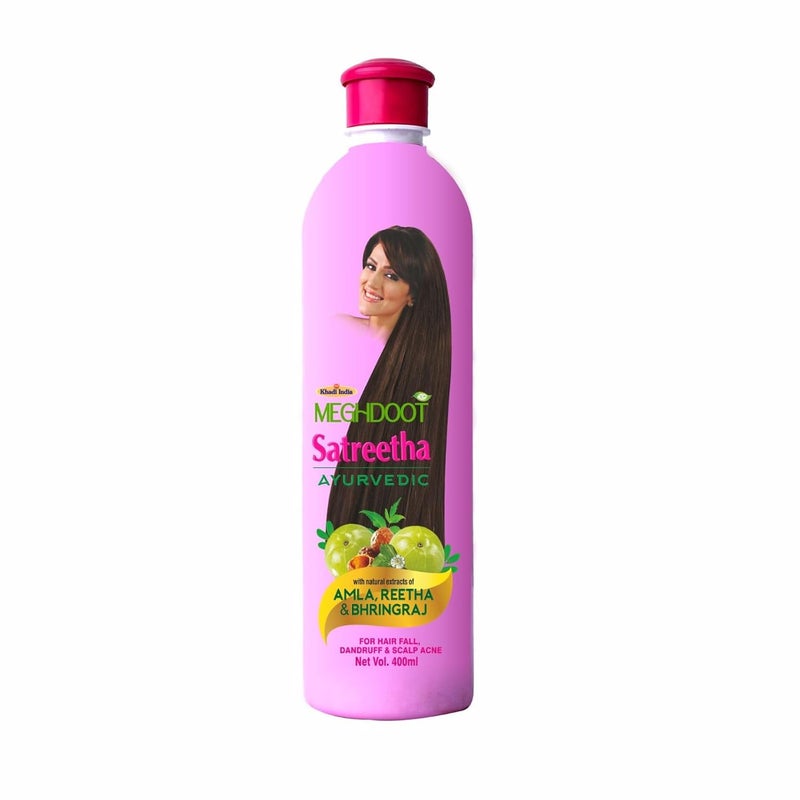 Meghdoot Ayurvedic Satreetha Shampoo Enriched With Natural Extracts of Amla Reetha Bhringraj For Hair Fall Control Scalp Acne Healthy Strong Hair Men Women 400ml Pack of 1 - Image 1