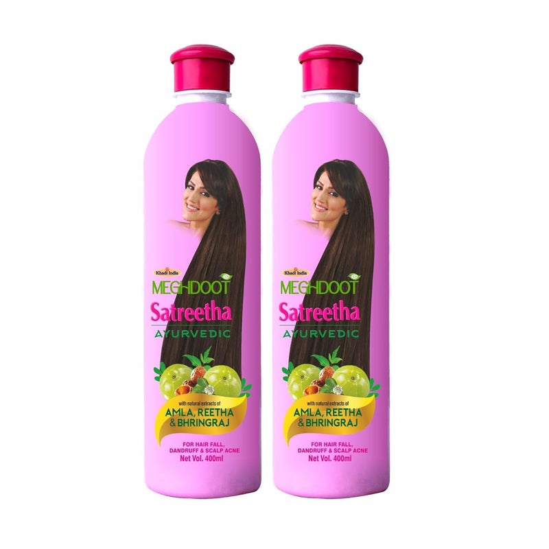 Meghdoot Ayurvedic Satreetha Shampoo Enriched With Natural Extracts of Amla Reetha Bhringraj For Hair Fall Control Scalp Acne Healthy Strong Hair Men Women 400ml Pack of 1 - Image 3