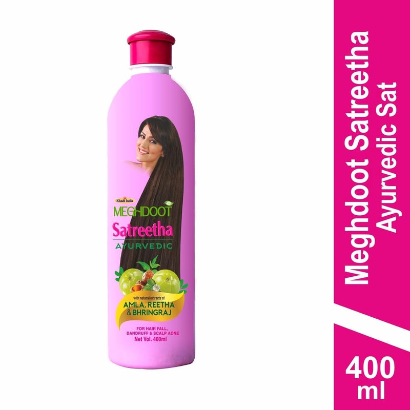 Meghdoot Ayurvedic Satreetha Shampoo Enriched With Natural Extracts of Amla Reetha Bhringraj For Hair Fall Control Scalp Acne Healthy Strong Hair Men Women 400ml Pack of 1 - Image 2