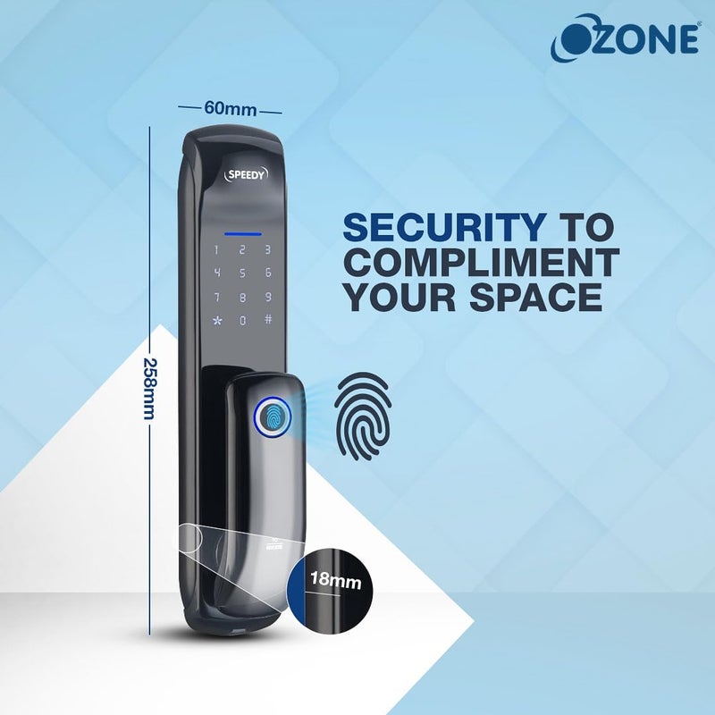 Ozone Ozone Speedy Keyless Entry Door Lock Fingerprint Door Lock Keypad Door Lock Digital Door Lock Auto Door Lock for Home 2 Year Warranty 5 Access Mode Metal Black  - Image 4