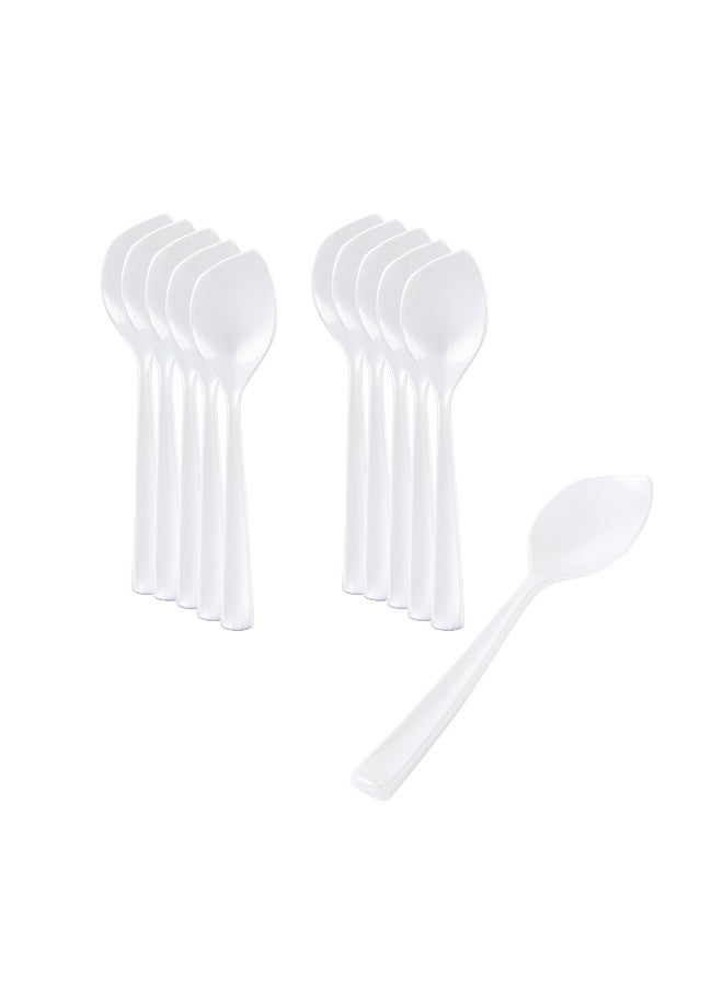 Restaurantware ملاعق حلوى 4.5 × 1 بوصة، 100 ملعقة تذوق قابلة للتصرف - مقابض قوية، بلاستيك أبيض لؤلؤي، ملعقة آيس كريم ثقيلة، للايس كريم، السندات، البودينغ، وأكثر - Image 2