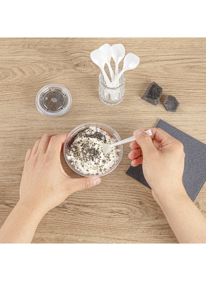 Restaurantware ملاعق حلوى 4.5 × 1 بوصة، 100 ملعقة تذوق قابلة للتصرف - مقابض قوية، بلاستيك أبيض لؤلؤي، ملعقة آيس كريم ثقيلة، للايس كريم، السندات، البودينغ، وأكثر - Image 5