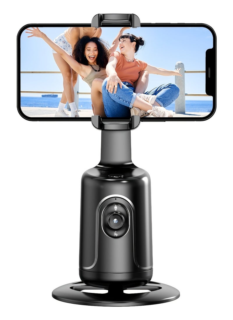 Generic Auto Face Tracking Tripod, No App Required, 360° Rotation Face Body Phone Mount Smart Shooting Phone Tracking Holder For Vlog Live Streaming Video, Rechargeable Battery, Black  - Image 1