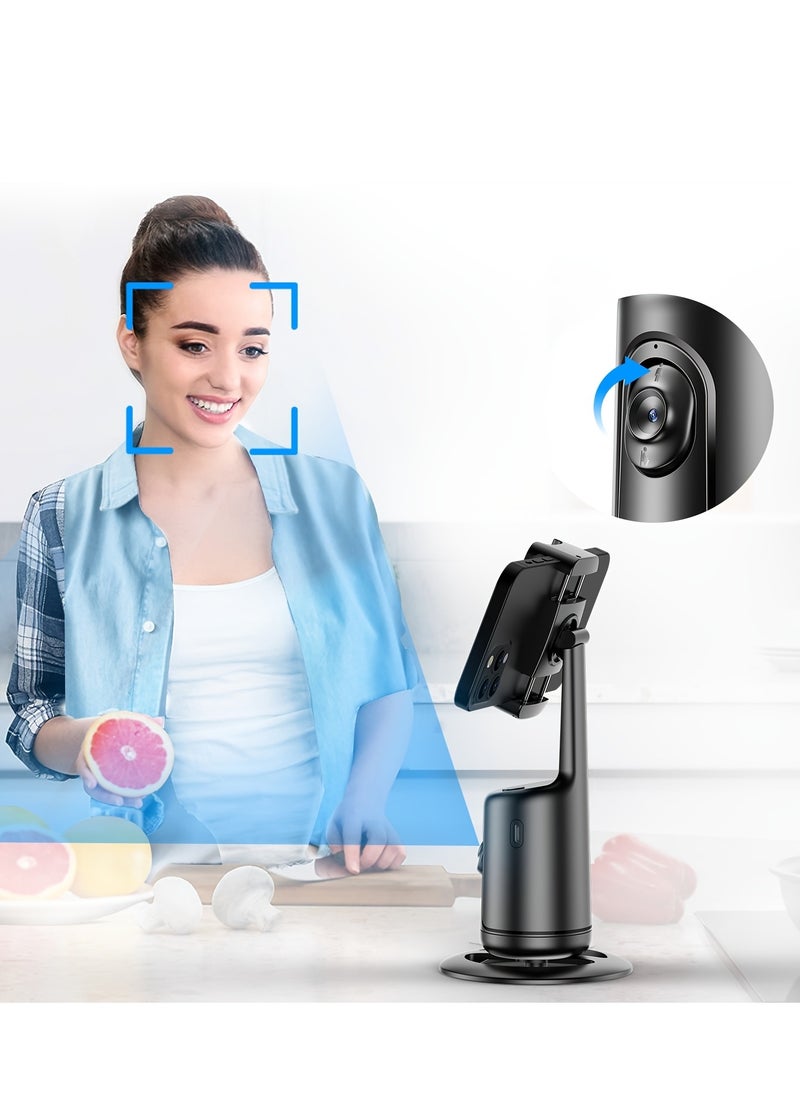 Generic Auto Face Tracking Tripod, No App Required, 360° Rotation Face Body Phone Mount Smart Shooting Phone Tracking Holder For Vlog Live Streaming Video, Rechargeable Battery, Black  - Image 3