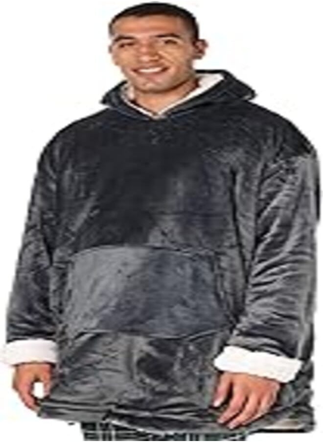 Mintra Mintra Oversized Microfiber large size Wearable Blanket with Sherpa Dark Grey 