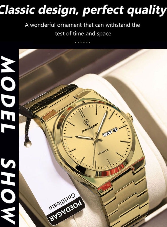 POEDAGAR ساعات رجالية ماركة فاخرة مقاومة للماء ساعة تاريخية للرجال حزام فولاذي ساعة كاجوال كوارتز ساعة رياضية للمعصم - Image 2