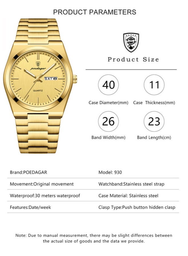 POEDAGAR ساعات رجالية ماركة فاخرة مقاومة للماء ساعة تاريخية للرجال حزام فولاذي ساعة كاجوال كوارتز ساعة رياضية للمعصم - Image 5