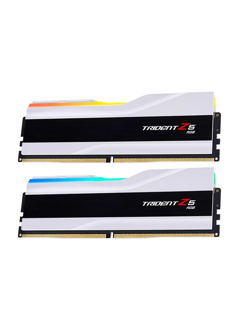 Trident - G.Skill Trident Z5 RGB 64GB (32GB x2) DDR5 Dual Channel Desktop Memory, 6000 Mhz Memory Speed, CL30 CAS Latency, Intel XMP 3.0, 288-Pin, 1.40V, White | F5-6000J3040G32GX2-TZ5RW - Image 1