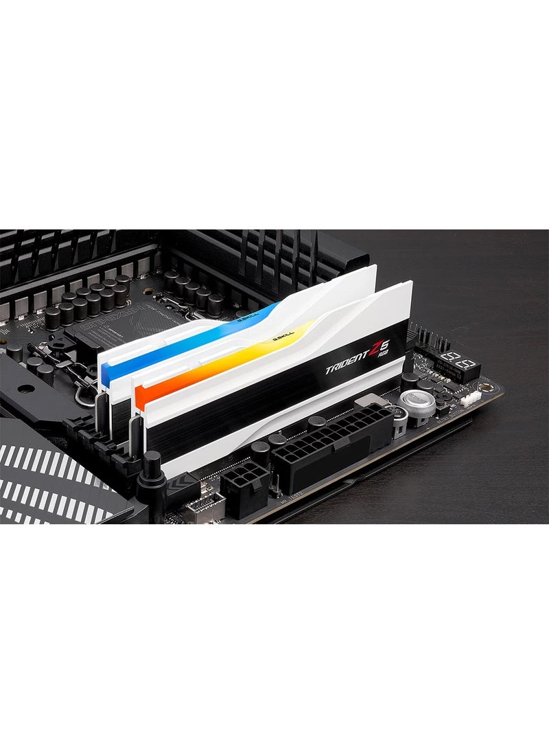 Trident - G.Skill Trident Z5 RGB 64GB (32GB x2) DDR5 Dual Channel Desktop Memory, 6000 Mhz Memory Speed, CL30 CAS Latency, Intel XMP 3.0, 288-Pin, 1.40V, White | F5-6000J3040G32GX2-TZ5RW - Image 1