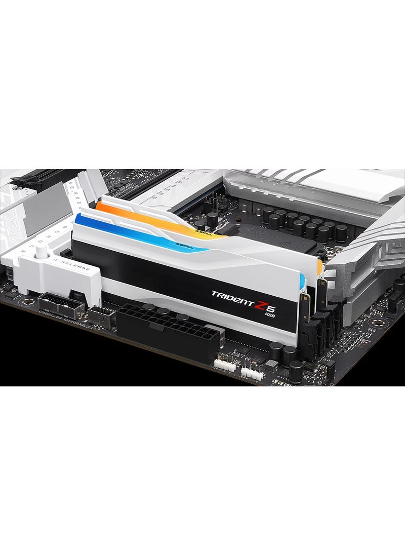 Trident - G.Skill Trident Z5 RGB 64GB (32GB x2) DDR5 Dual Channel Desktop Memory, 6000 Mhz Memory Speed, CL30 CAS Latency, Intel XMP 3.0, 288-Pin, 1.40V, White | F5-6000J3040G32GX2-TZ5RW - Image 1