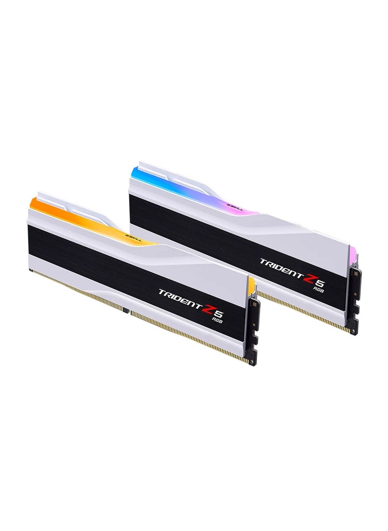 Trident - G.Skill Trident Z5 RGB 64GB (32GB x2) DDR5 Dual Channel Desktop Memory, 6000 Mhz Memory Speed, CL30 CAS Latency, Intel XMP 3.0, 288-Pin, 1.40V, White | F5-6000J3040G32GX2-TZ5RW - Image 1