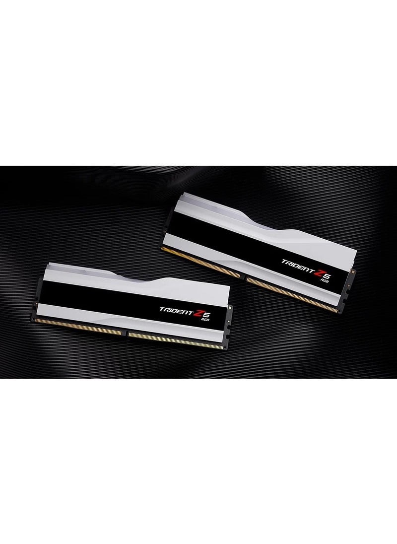 Trident - G.Skill Trident Z5 RGB 64GB (32GB x2) DDR5 Dual Channel Desktop Memory, 6000 Mhz Memory Speed, CL30 CAS Latency, Intel XMP 3.0, 288-Pin, 1.40V, White | F5-6000J3040G32GX2-TZ5RW - Image 1