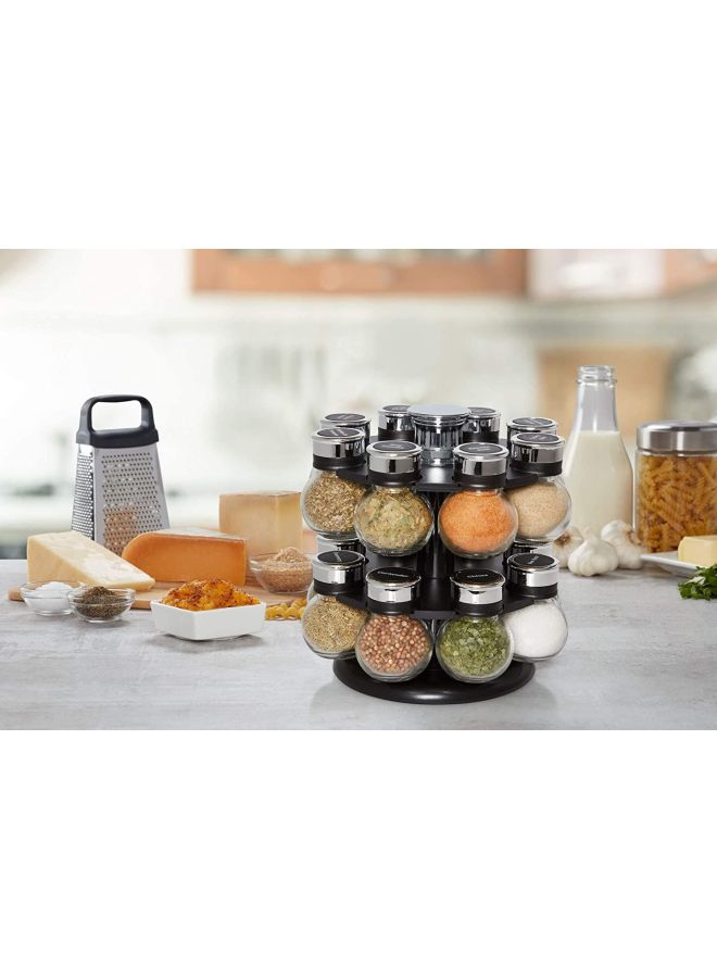 نيبمينينت 16-Piece Glass Spice Jar Set With Rack Silver/Clear/Black - Image 5