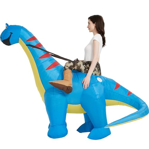 One Casa Inflatable Dinosaur Costume Riding Diplodocus T Rex Air Blow up Funny Party Halloween Costumes for Adult - Image 5