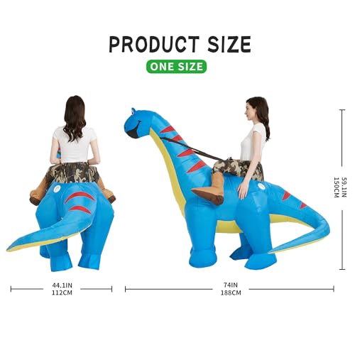 One Casa Inflatable Dinosaur Costume Riding Diplodocus T Rex Air Blow up Funny Party Halloween Costumes for Adult - Image 4