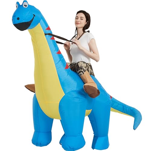 One Casa Inflatable Dinosaur Costume Riding Diplodocus T Rex Air Blow up Funny Party Halloween Costumes for Adult - Image 1