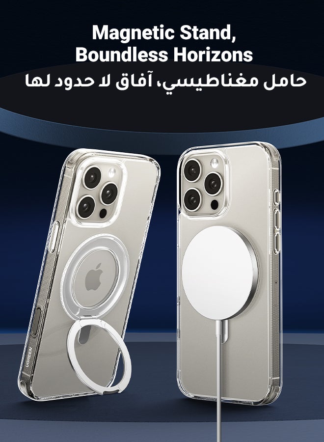 يو جرين جراب ماج سف لهاتف أيفون 16 برو مع حامل قابل للدوران 360 درجة, مغناطيس قوي, حماية من السقوط بدرجة عسكرية, كفر ١٦ برو متوافق مع MagSafe وملحقات الهاتف المغناطيسية - Image 3