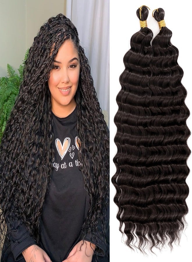 Eerya Long Curly Braiding Hair 18 Inch 2 Packs Deep Ocean Wave Crochet Hair for Black Women Deep Wave Braiding Hair for Boho Braids（18 inch, #2） - Image 1