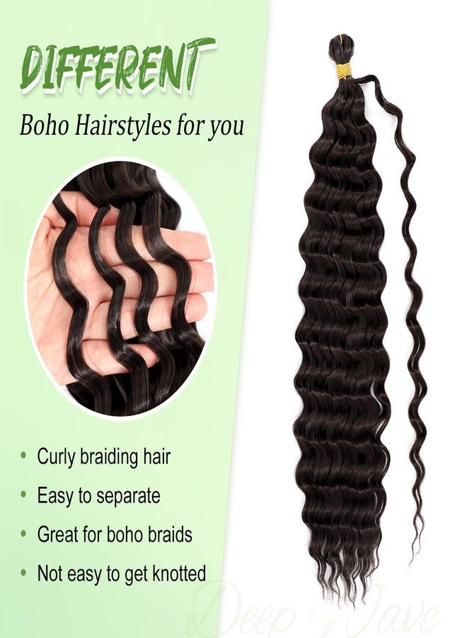 Eerya Long Curly Braiding Hair 18 Inch 2 Packs Deep Ocean Wave Crochet Hair for Black Women Deep Wave Braiding Hair for Boho Braids（18 inch, #2） - Image 4