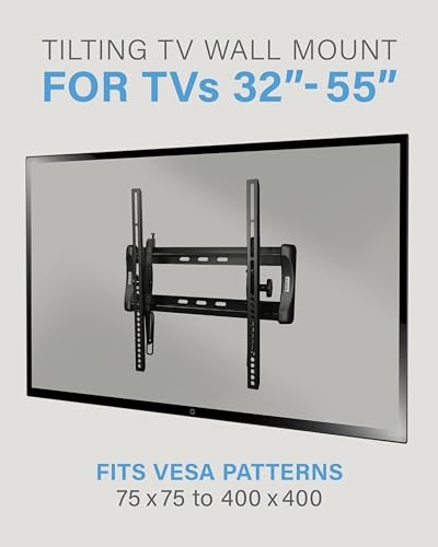 SANUS Tilting TV Mount - Universal 32 to 55 inch TV Wall Mount w/Low Profile Design - Easy DIY Install Includes Lateral Shift & All Hardware - Image 2