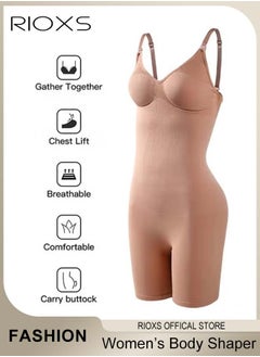 RIOXS Womens Shapewear, Waist Trainer Bodysuit For Women, Tummy Control Shapewear, Ladies Round Neck Bodysuit, Sculpting Shaper Tank Top Bodysuits, Snatched Waist Body Suit, Full Body Shaper  - Image 5