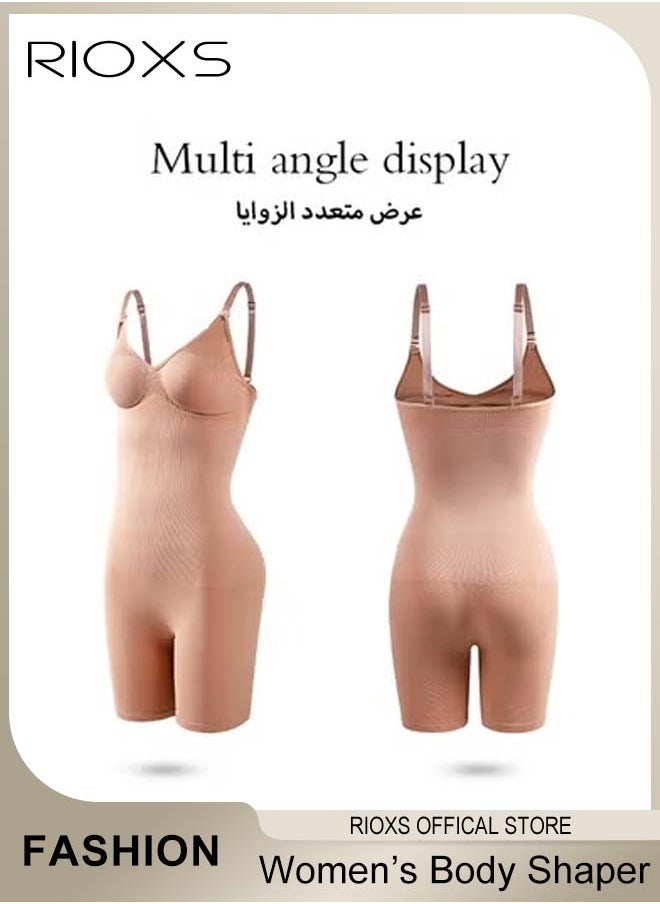 RIOXS - Womens Shapewear, Waist Trainer Bodysuit For Women, Tummy Control Shapewear, Ladies Round Neck Bodysuit, Sculpting Shaper Tank Top Bodysuits, Snatched Waist Body Suit, Full Body Shaper - Image 1