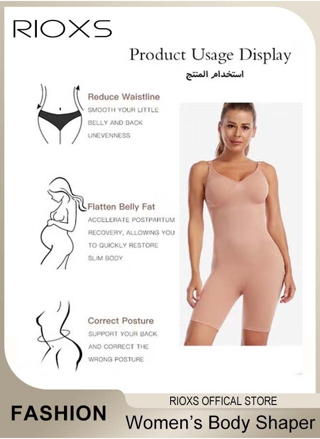 RIOXS - Womens Shapewear, Waist Trainer Bodysuit For Women, Tummy Control Shapewear, Ladies Round Neck Bodysuit, Sculpting Shaper Tank Top Bodysuits, Snatched Waist Body Suit, Full Body Shaper - Image 1