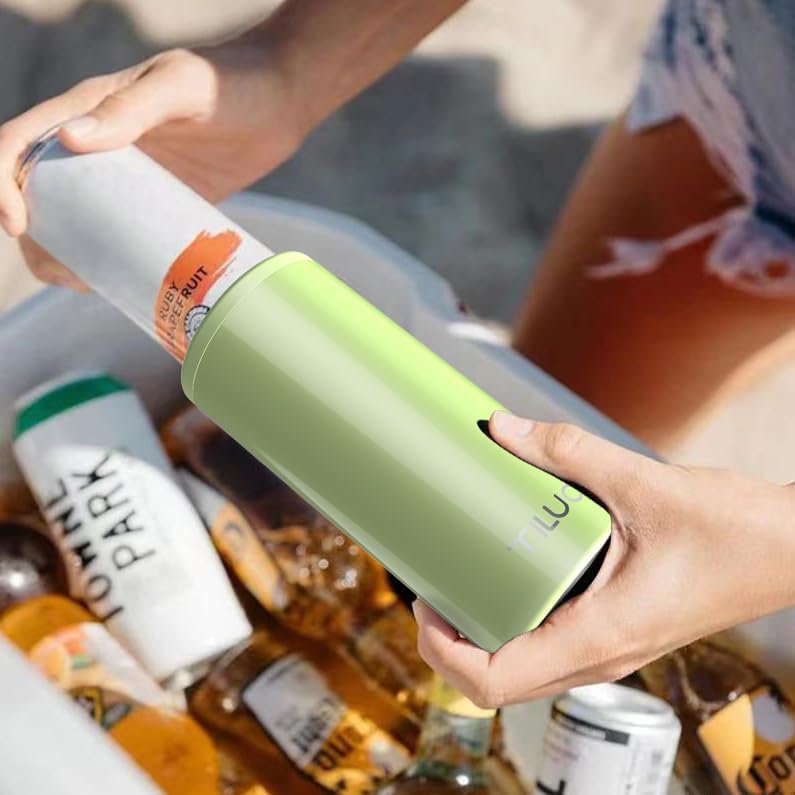 TILUCK Skinny Can Cooler for Slim Beer & Hard Seltzer, Stainless Steel, Doucle-Walled Stainless Steel Insulated Slim Cans, Standard 12 oz (Lime) - Image 5