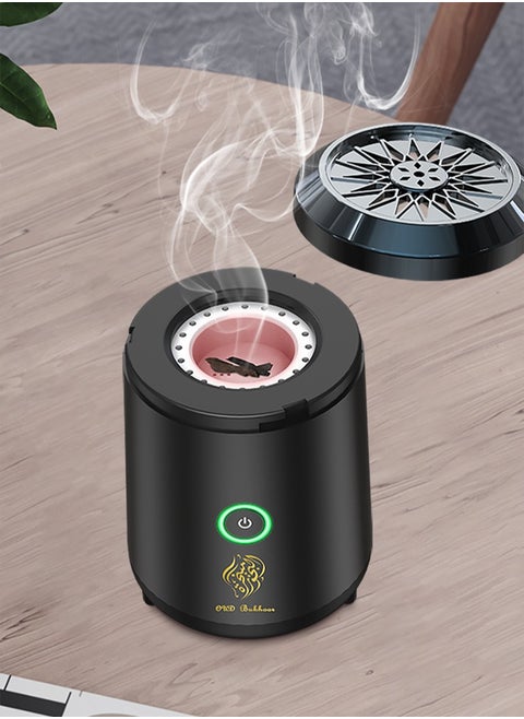 مبخرة بخور أصلية صغيرة محمولة بمنفذ USB، بخور عربي كهربائي، ديكور منزلي، لون أسود، BK-18