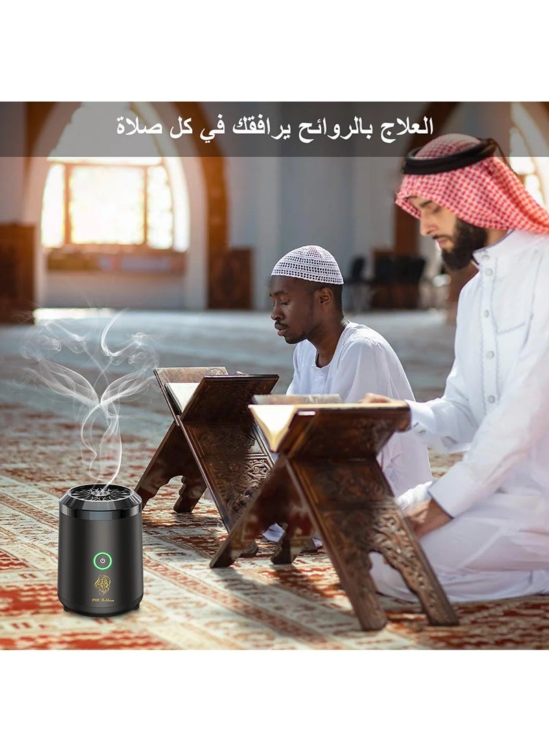 مبخرة بخور أصلية صغيرة محمولة بمنفذ USB، بخور عربي كهربائي، ديكور منزلي، لون أسود، BK-18