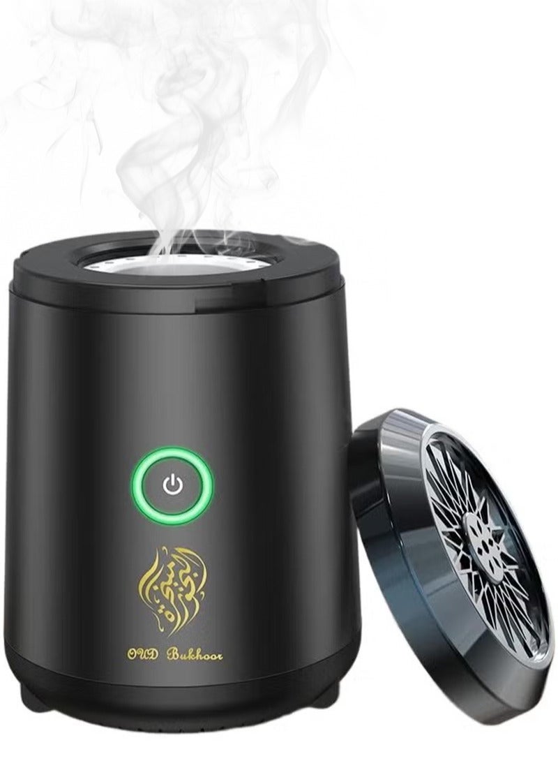 عود بخور مبخرة بخور أصلية صغيرة محمولة بمنفذ USB، بخور عربي كهربائي، ديكور منزلي، لون أسود، BK-18 - Image 1