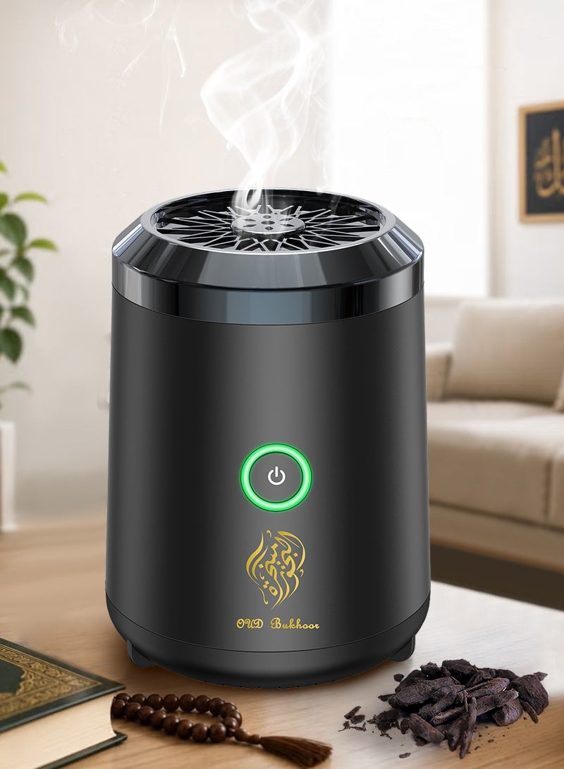 عود بخور مبخرة بخور أصلية صغيرة محمولة بمنفذ USB، بخور عربي كهربائي، ديكور منزلي، لون أسود، BK-18 - Image 1