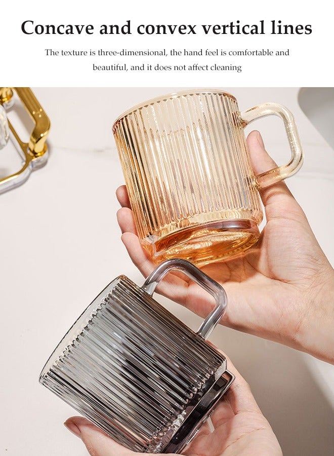 DUNISO 4 Pcs Bathroom Tumbler Cup Set, Household Bathroom Toothbrush Cup, Mouthwash Cup With Handle, With Three Mouthwash Cups And Tray, Reusable, Suitable For Bathroom，Balcony And Travel, 350ml - Image 3